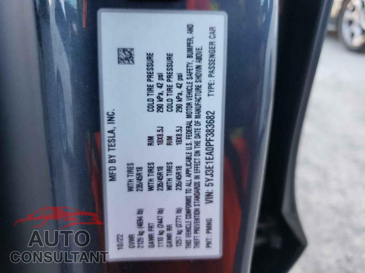 TESLA MODEL 3 2023 - 5YJ3E1EA0PF383682