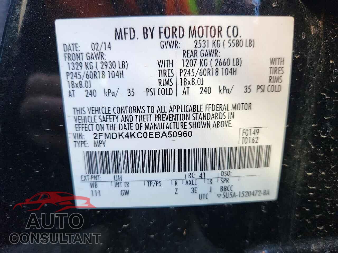 FORD EDGE 2014 - 2FMDK4KC0EBA50960