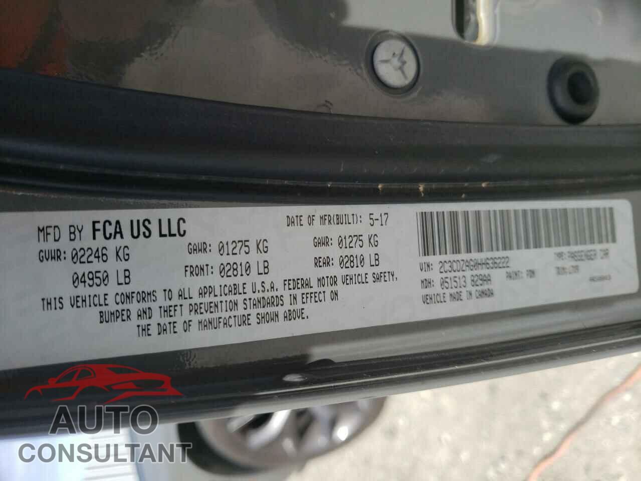DODGE CHALLENGER 2017 - 2C3CDZAG0HH636222