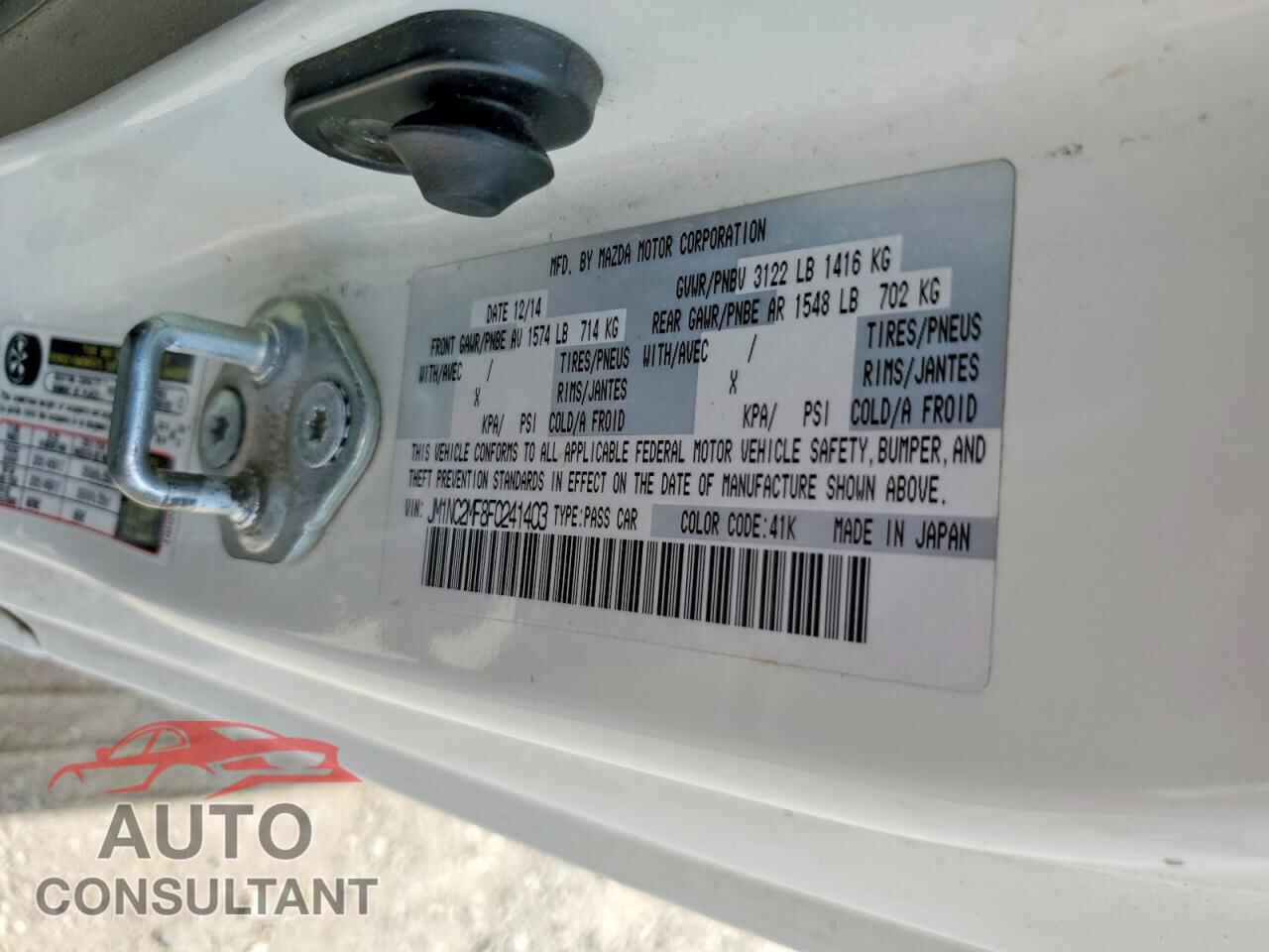 MAZDA MX5 2015 - JM1NC2MF8F0241403