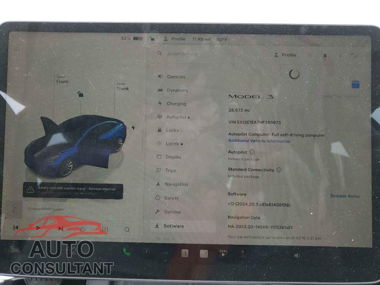 TESLA MODEL 3 2022 - 5YJ3E1EA7NF369873