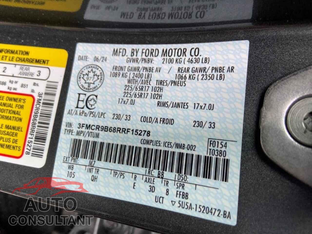 FORD BRONCO 2024 - 3FMCR9B68RRF15278