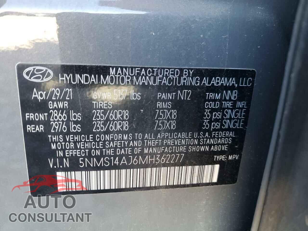 HYUNDAI SANTA FE 2021 - 5NMS14AJ6MH362277