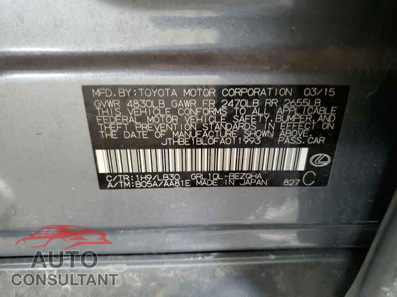 LEXUS GS350 2015 - JTHBE1BL0FA011993