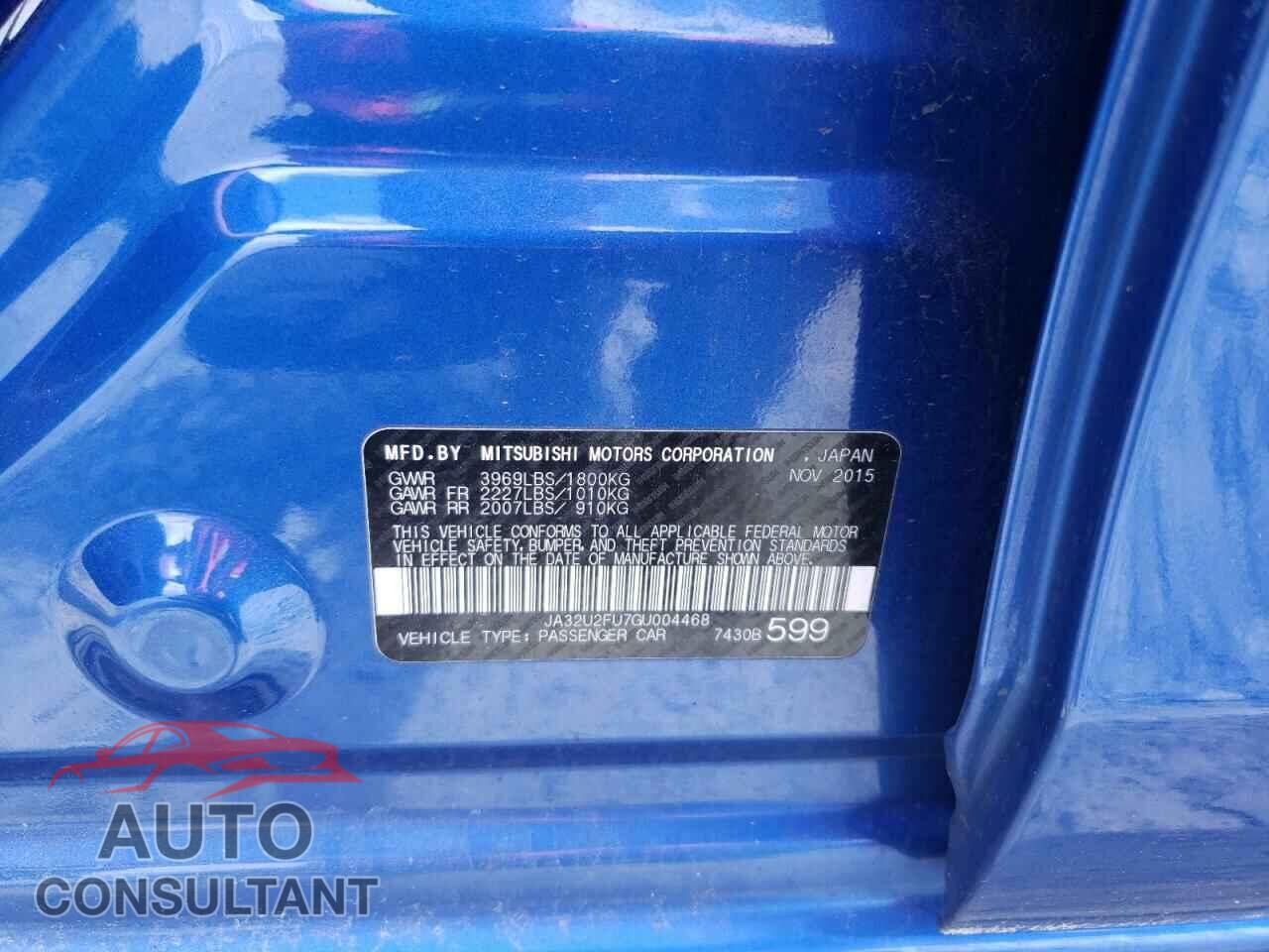 MITSUBISHI LANCER 2016 - JA32U2FU7GU004468