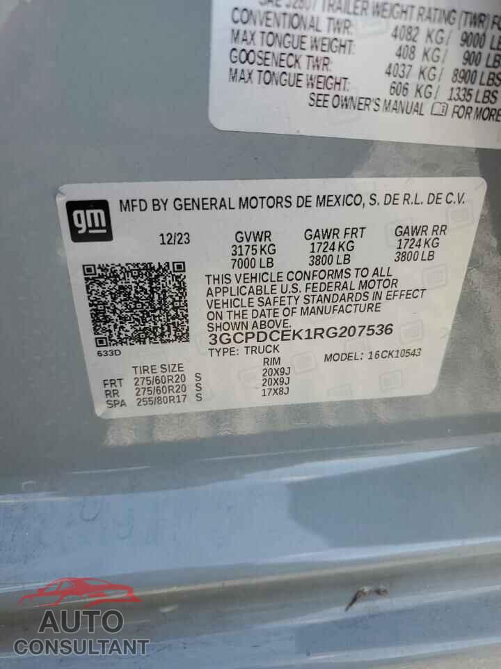 CHEVROLET SILVERADO 2024 - 3GCPDCEK1RG207536