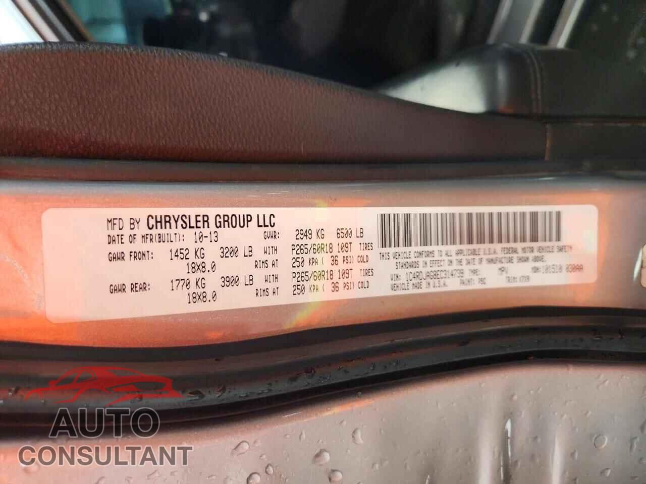 DODGE DURANGO 2014 - 1C4RDJAG8EC314739