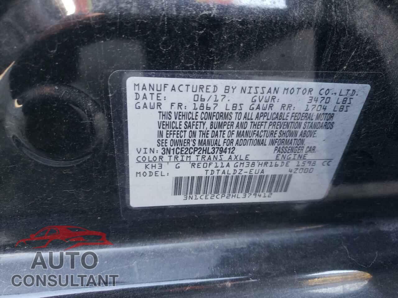 NISSAN VERSA 2017 - 3N1CE2CP2HL379412