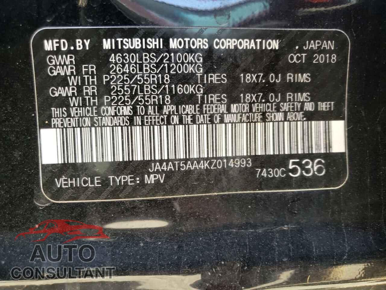 MITSUBISHI ECLIPSE 2019 - JA4AT5AA4KZ014993