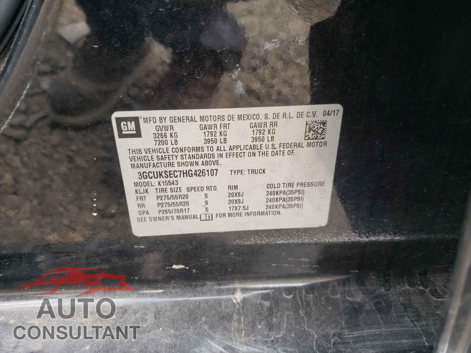 CHEVROLET SILVERADO 2017 - 3GCUKSEC7HG426107