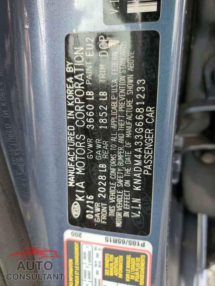 KIA RIO 2016 - KNADM4A33G6681233