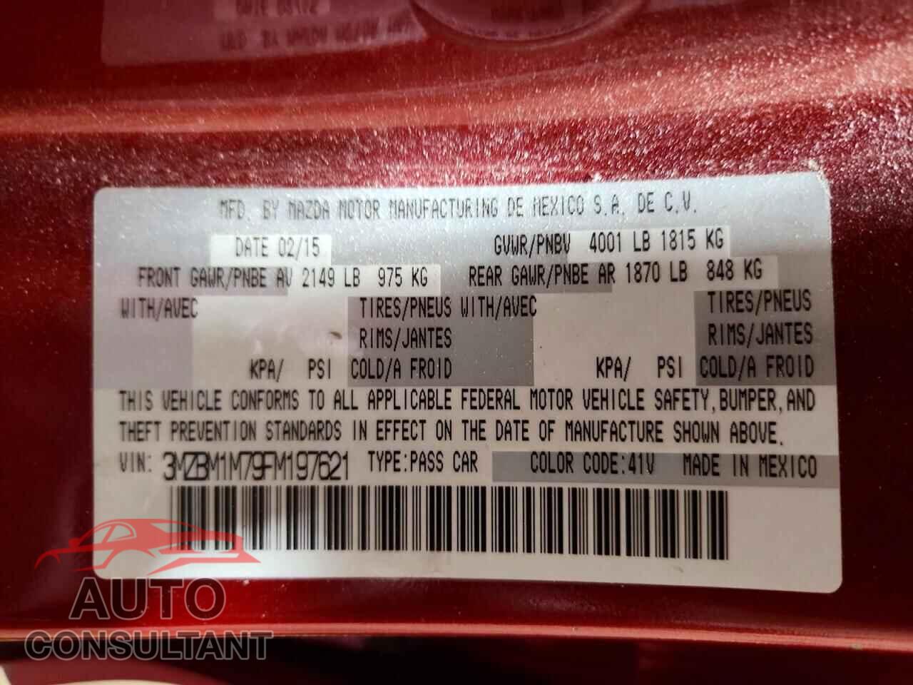 MAZDA 3 2015 - 3MZBM1M79FM197621