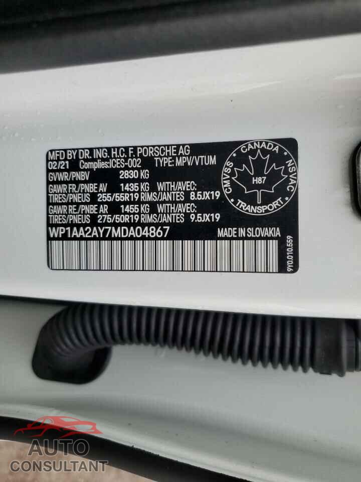 PORSCHE CAYENNE 2021 - WP1AA2AY7MDA04867