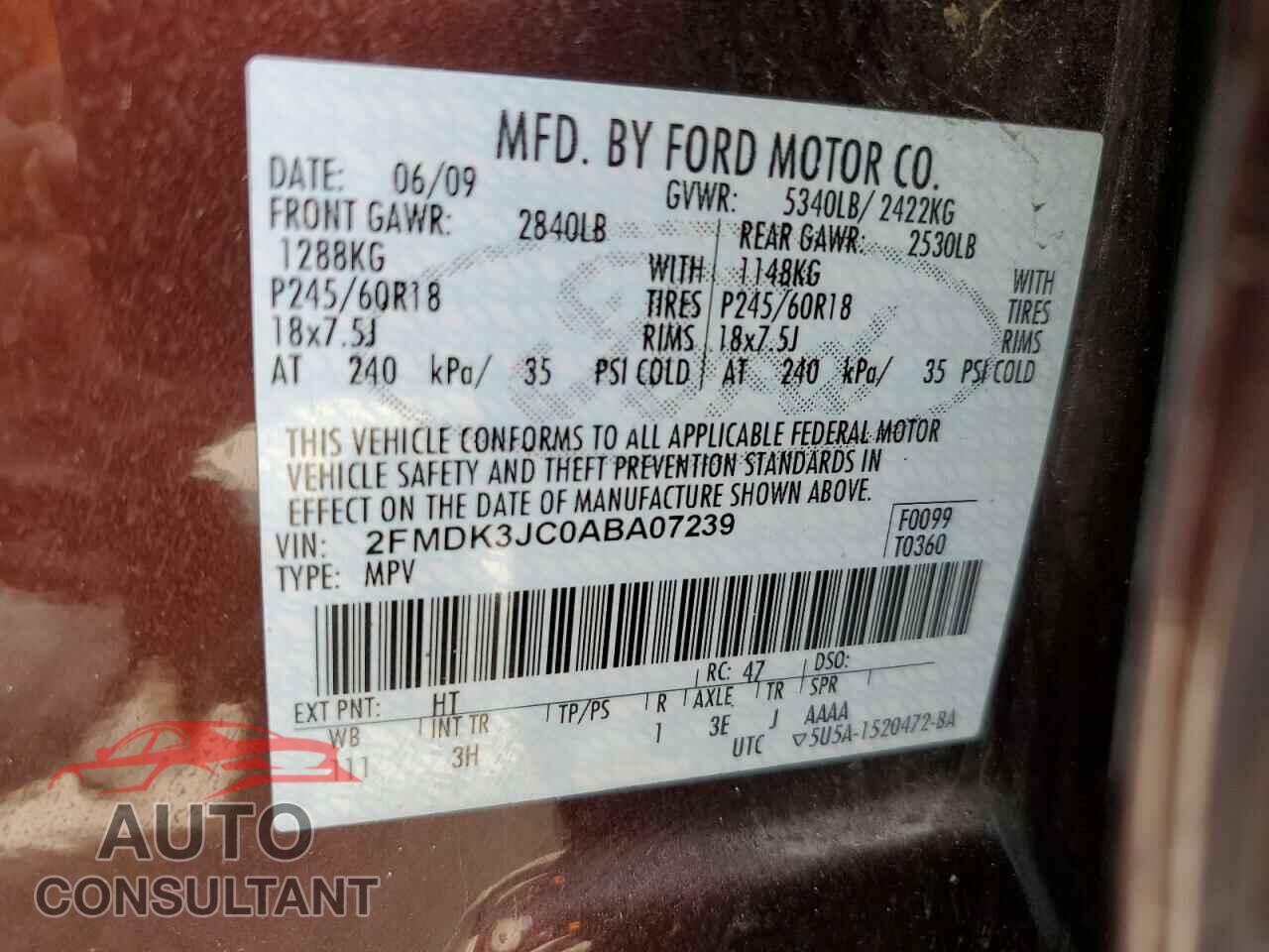 FORD EDGE 2010 - 2FMDK3JC0ABA07239