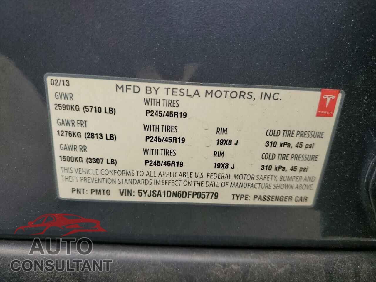 TESLA MODEL S 2013 - 5YJSA1DN6DFP05779