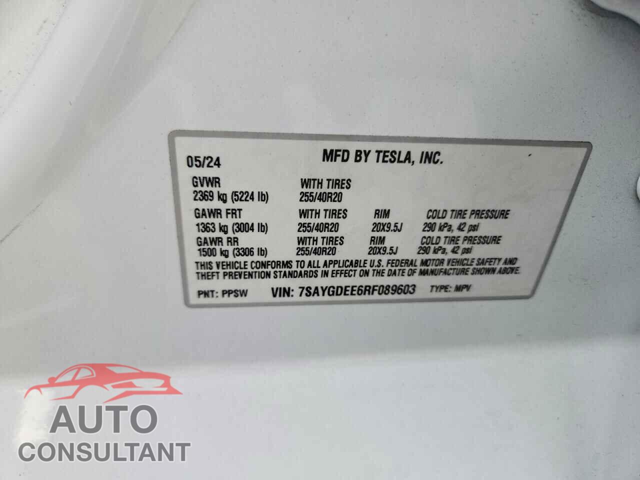 TESLA MODEL Y 2024 - 7SAYGDEE6RF089603