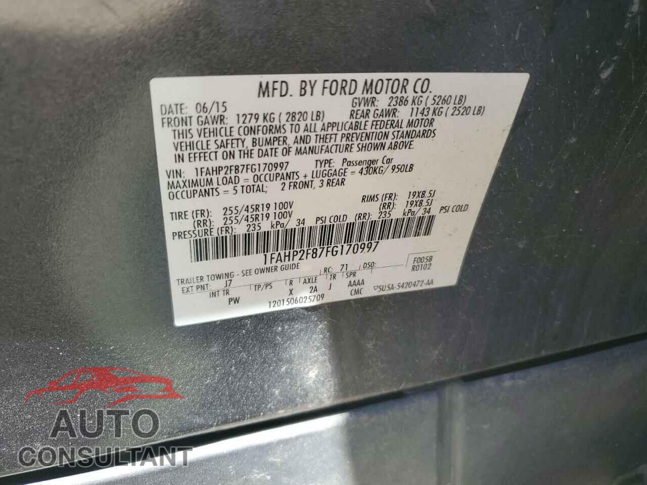 FORD TAURUS 2015 - 1FAHP2F87FG170997