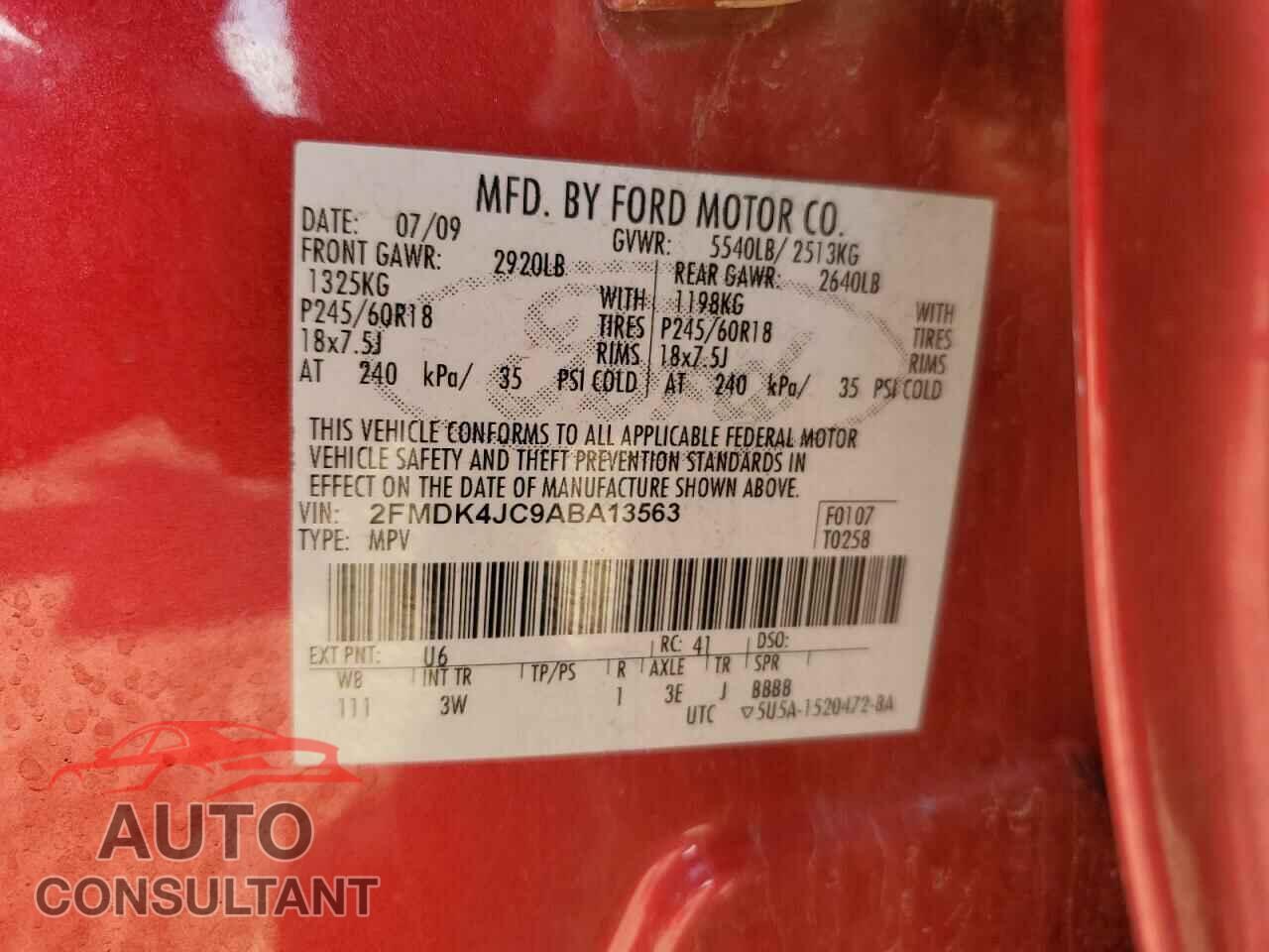 FORD EDGE 2010 - 2FMDK4JC9ABA13563