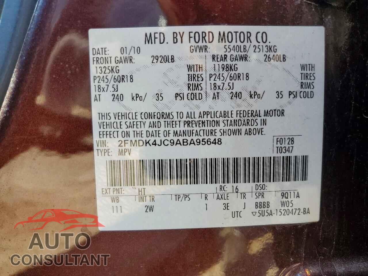 FORD EDGE 2010 - 2FMDK4JC9ABA95648