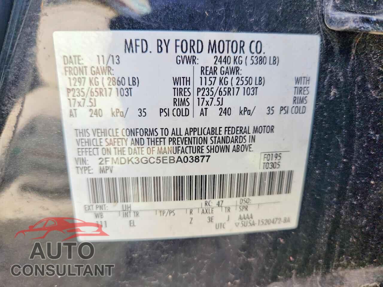 FORD EDGE 2014 - 2FMDK3GC5EBA03877