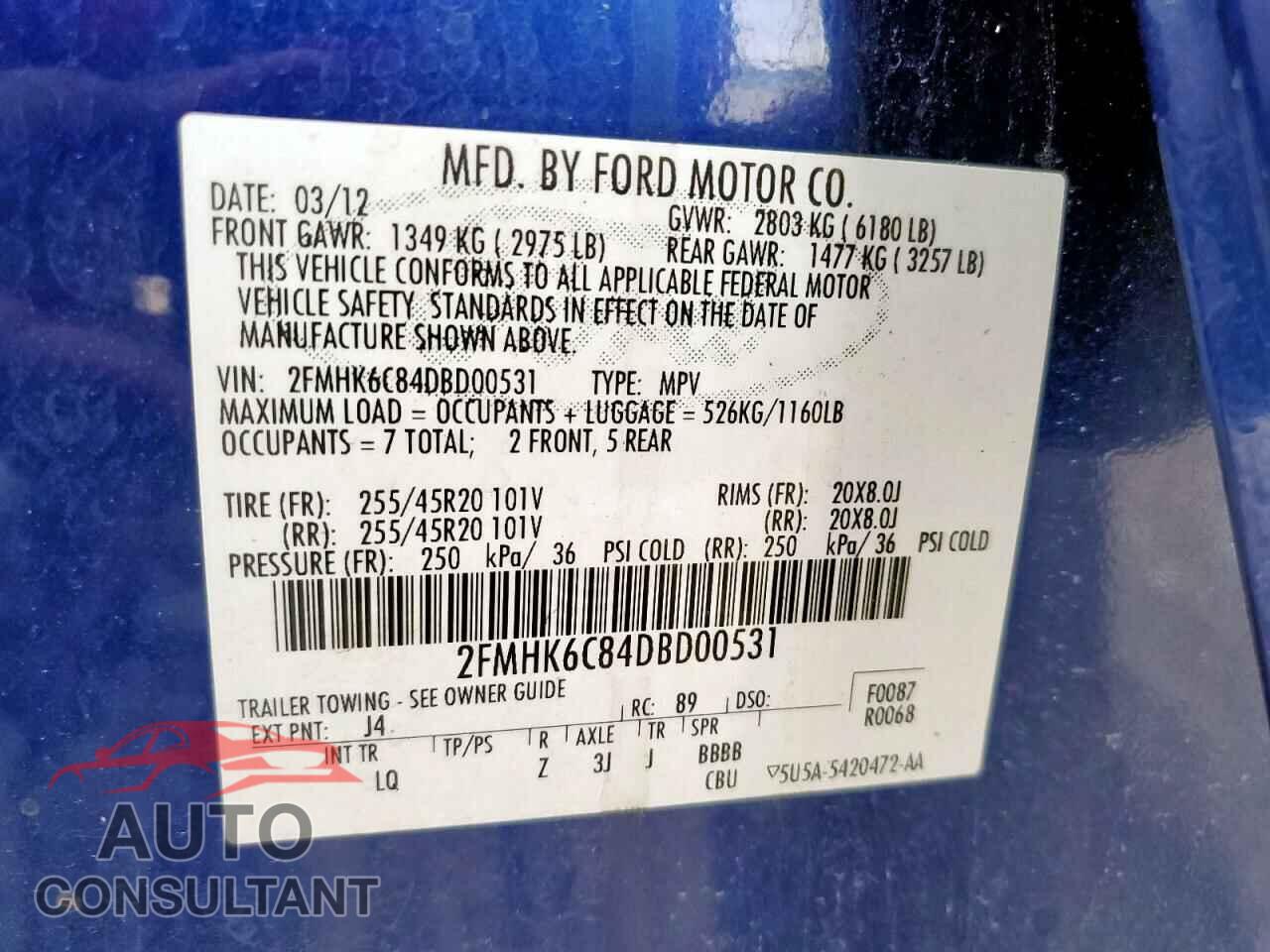 FORD FLEX 2013 - 2FMHK6C84DBD00531