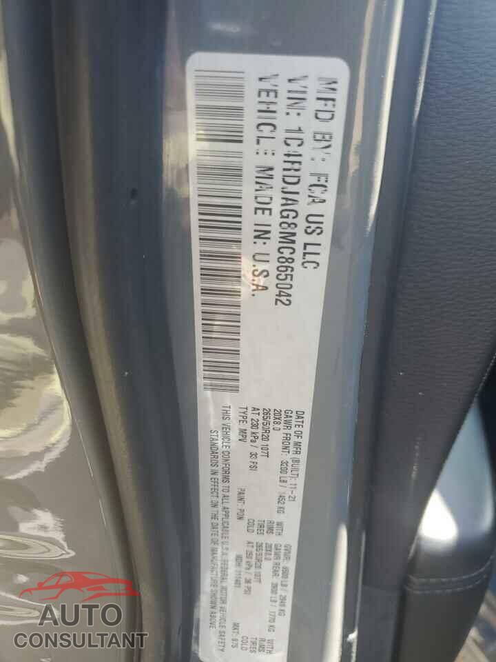 DODGE DURANGO 2021 - 1C4RDJAG8MC865042