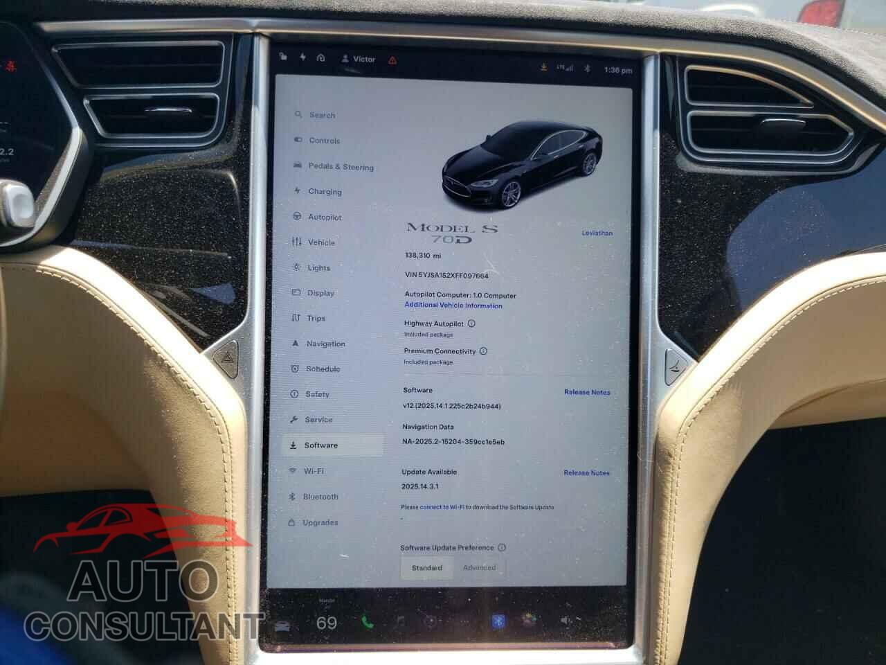 TESLA MODEL S 2015 - 5YJSA1S2XFF097664