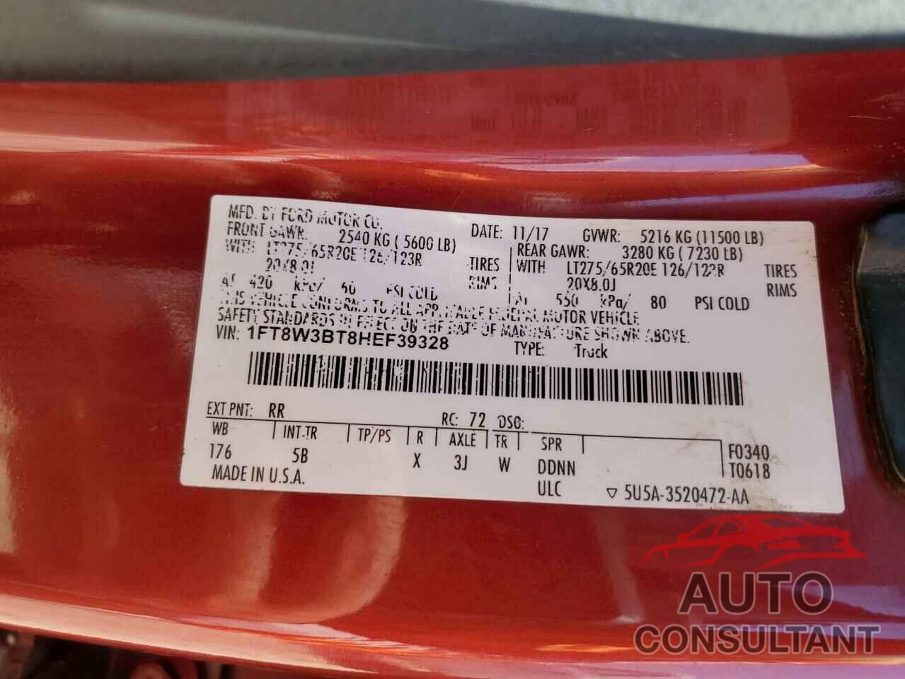 FORD F350 2017 - 1FT8W3BT8HEF39328