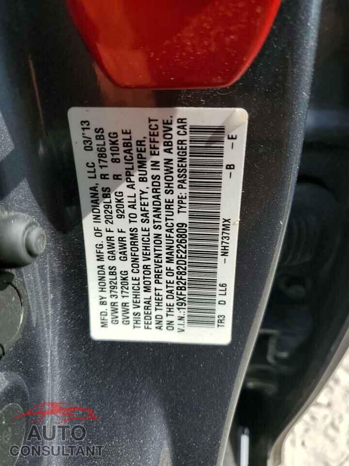 HONDA CIVIC 2013 - 19XFB2F82DE226809