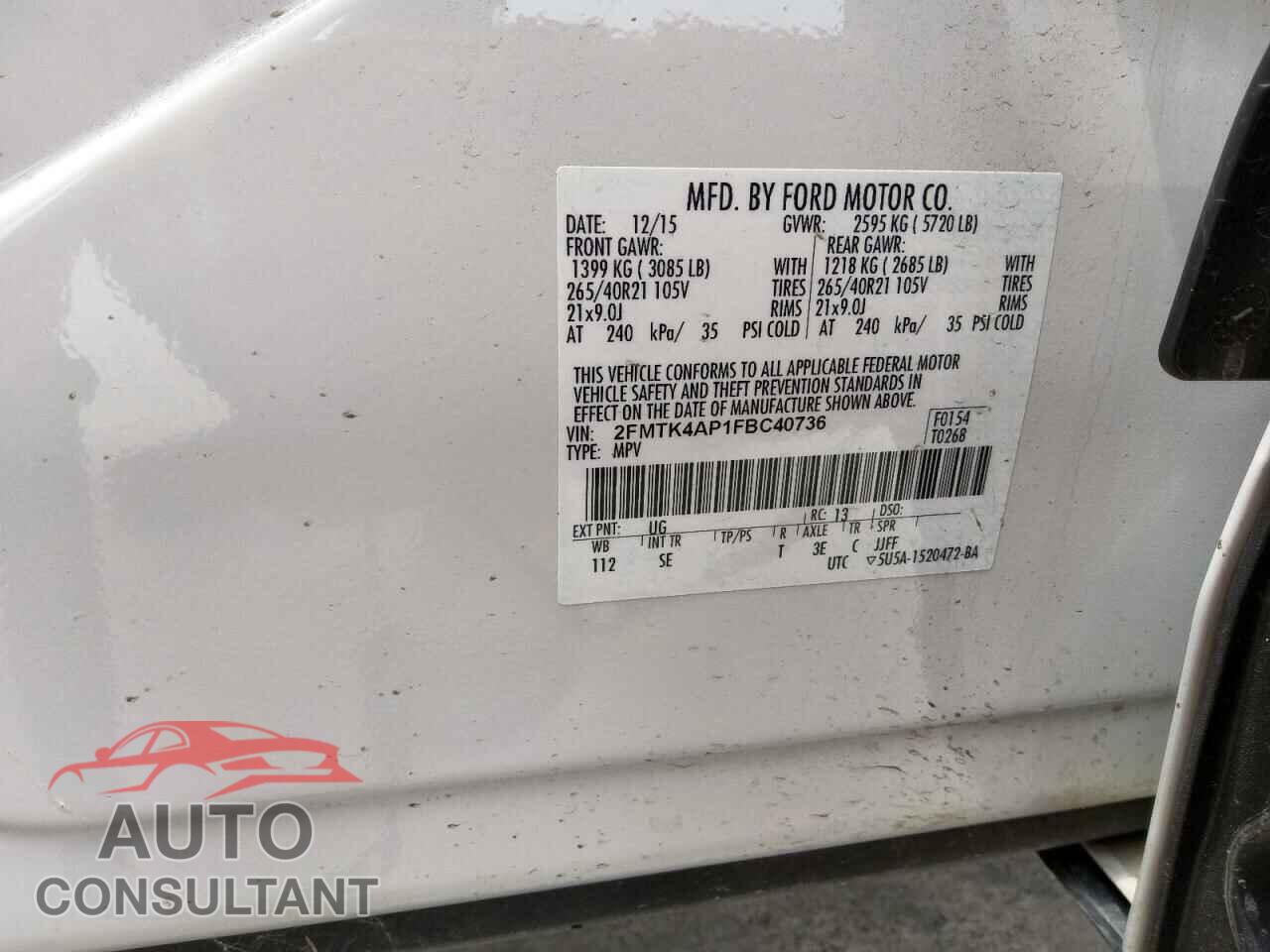 FORD EDGE 2015 - 2FMTK4AP1FBC40736