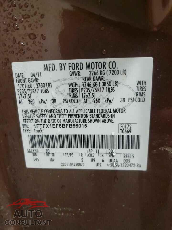 FORD F-150 2011 - 1FTFX1EF6BFB66015