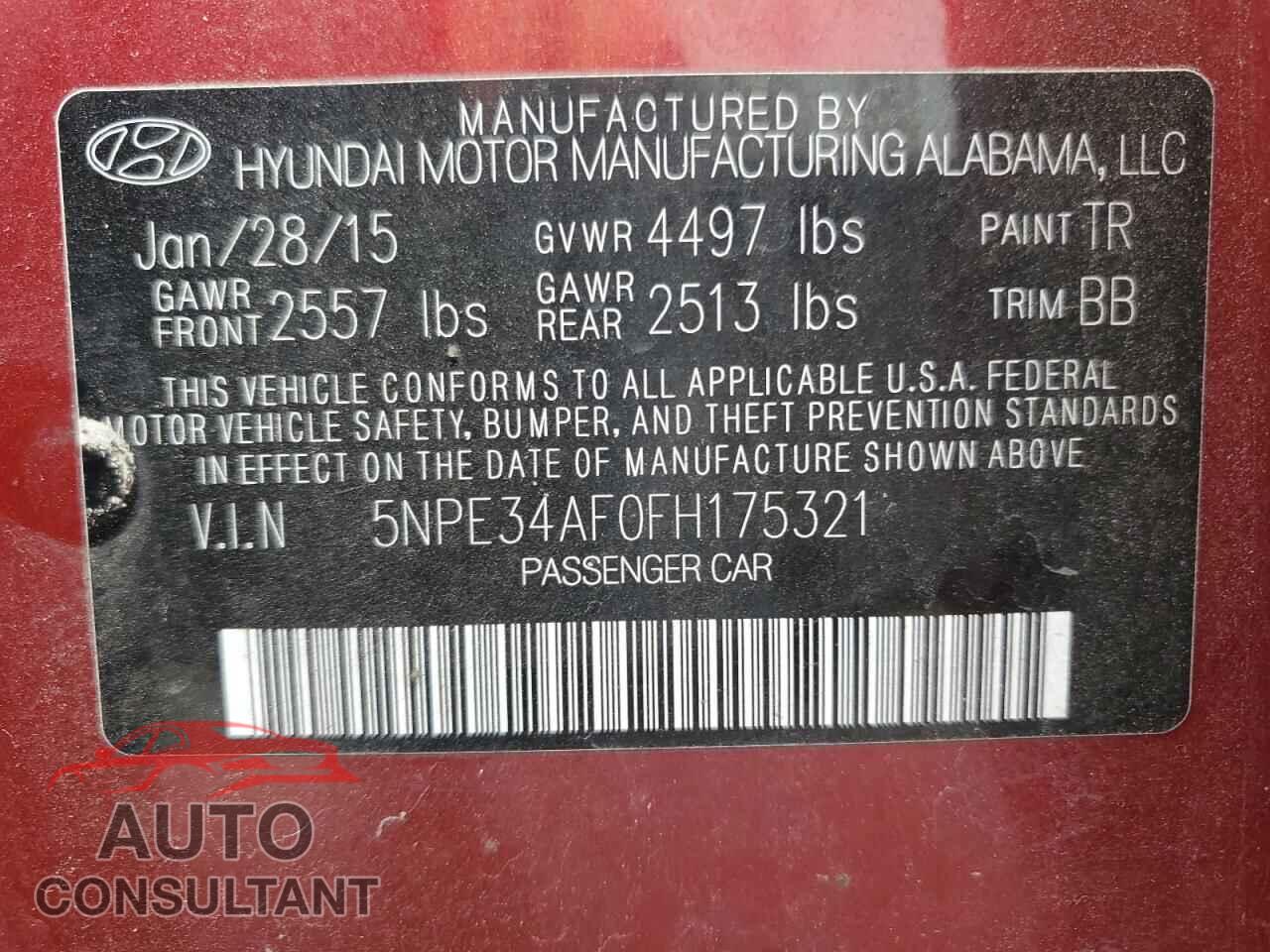 HYUNDAI SONATA 2015 - 5NPE34AF0FH175321