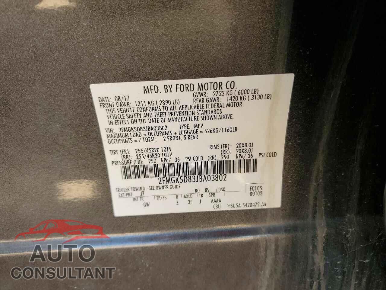 FORD FLEX 2018 - 2FMGK5D83JBA03802