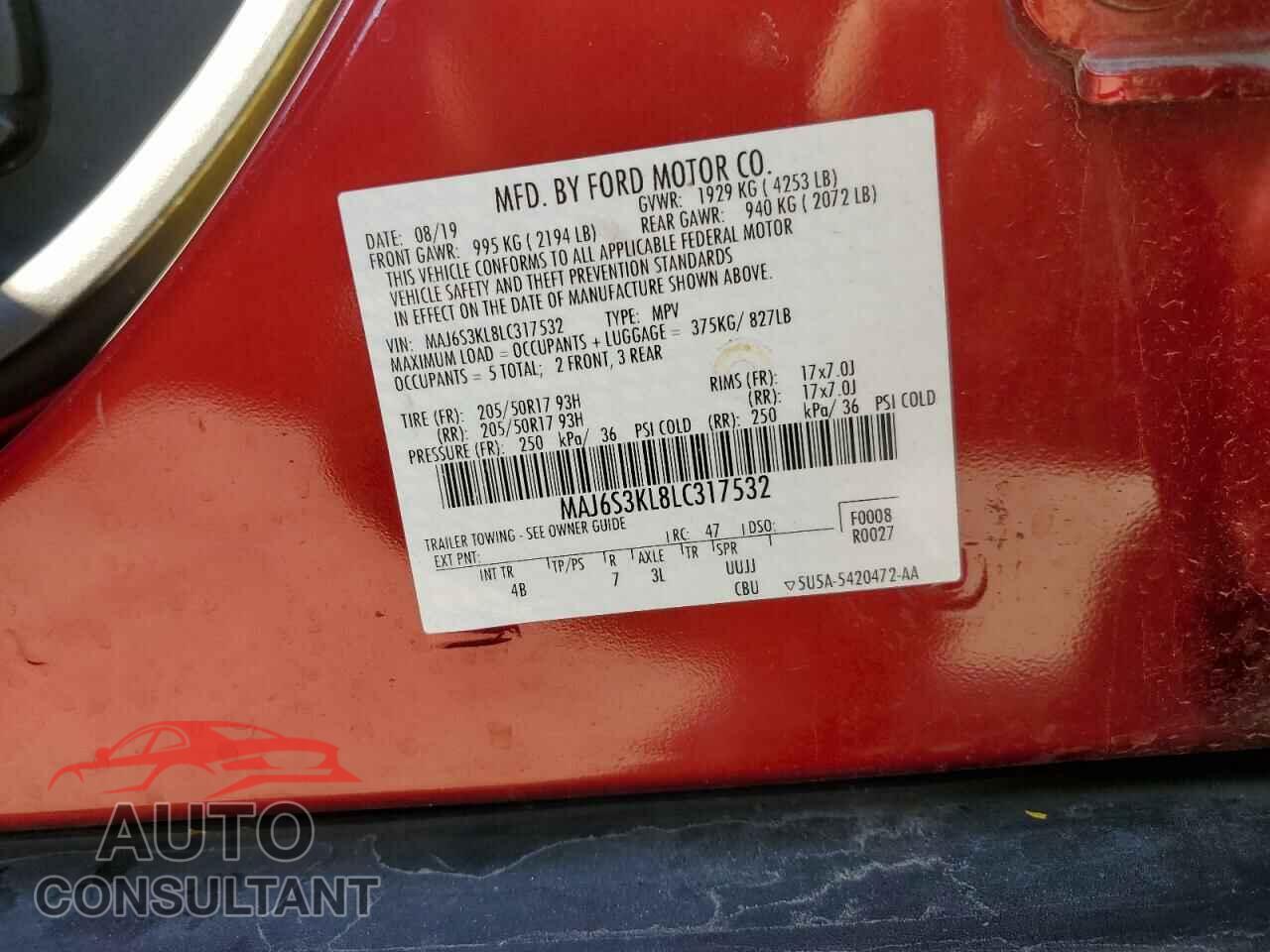 FORD ECOSPORT 2020 - MAJ6S3KL8LC317532