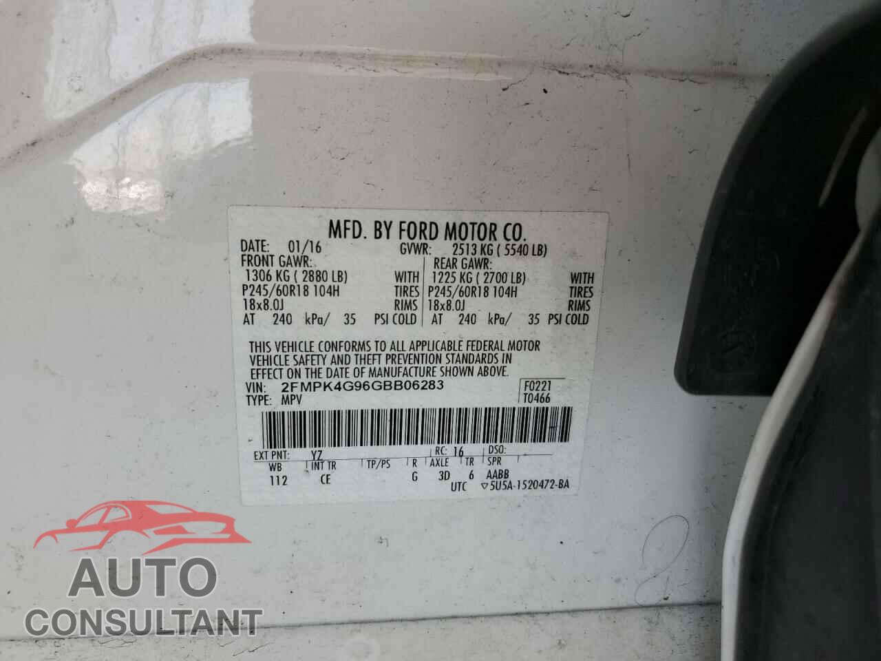 FORD EDGE 2016 - 2FMPK4G96GBB06283