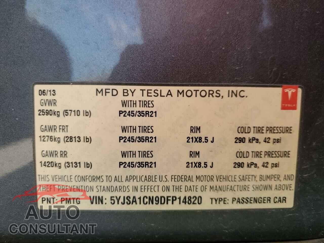 TESLA MODEL S 2013 - 5YJSA1CN9DFP14820