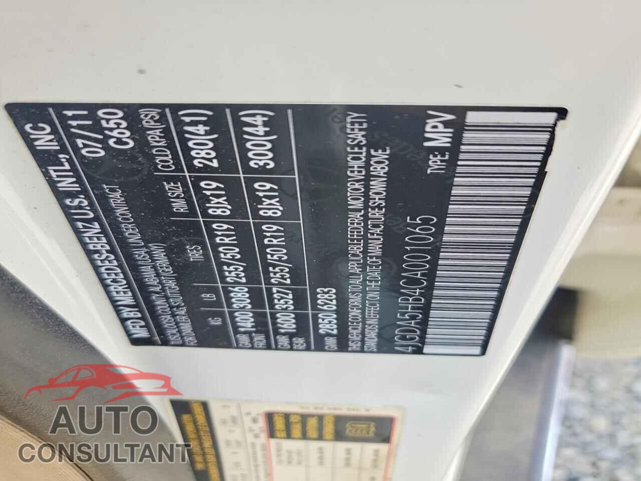 MERCEDES-BENZ M-CLASS 2012 - 4JGDA5HB4CA001065