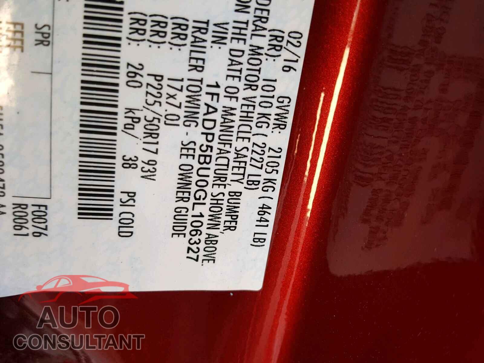 FORD CMAX 2016 - 1FADP5BU0GL106327