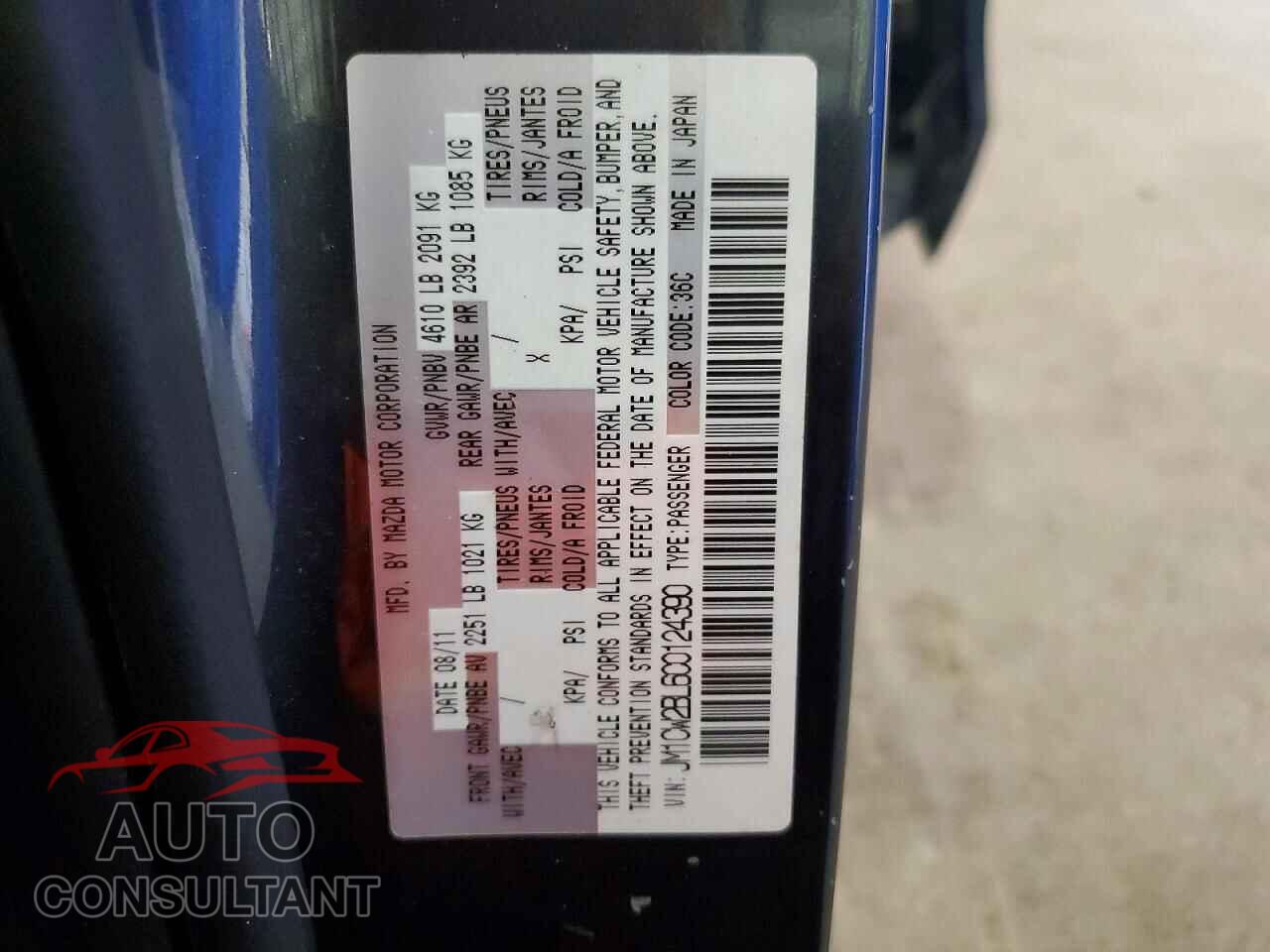 MAZDA 5 2012 - JM1CW2BL6C0124390