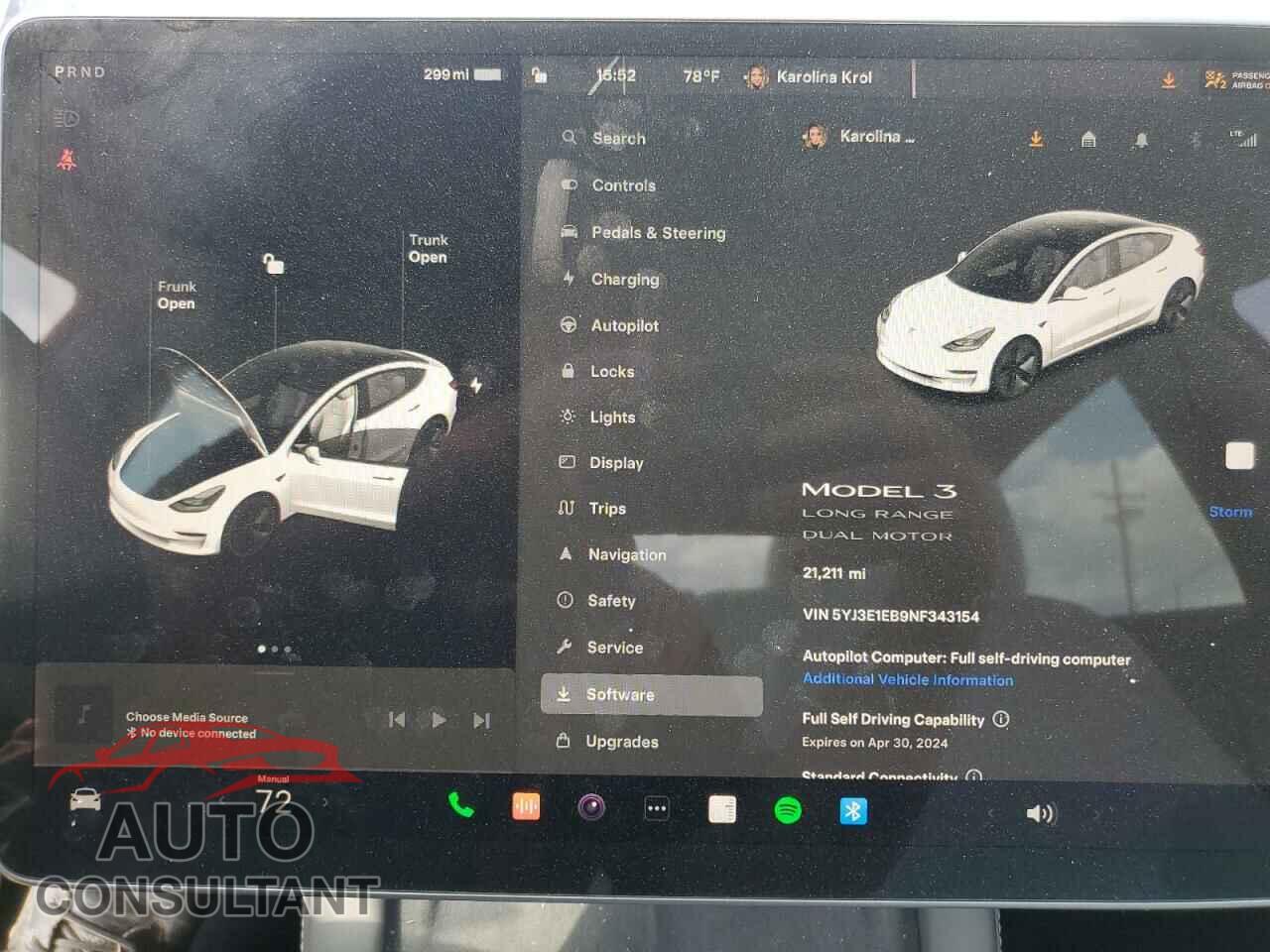TESLA MODEL 3 2022 - 5YJ3E1EB9NF343154