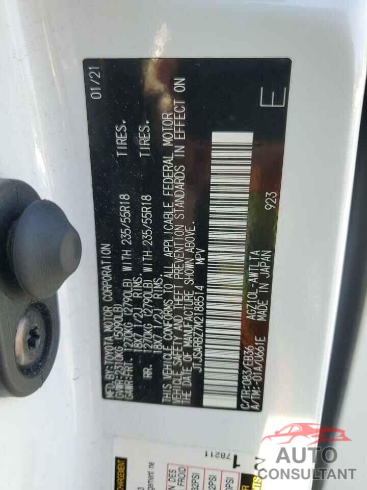 LEXUS NX 2021 - JTJSARBZ7M2188514