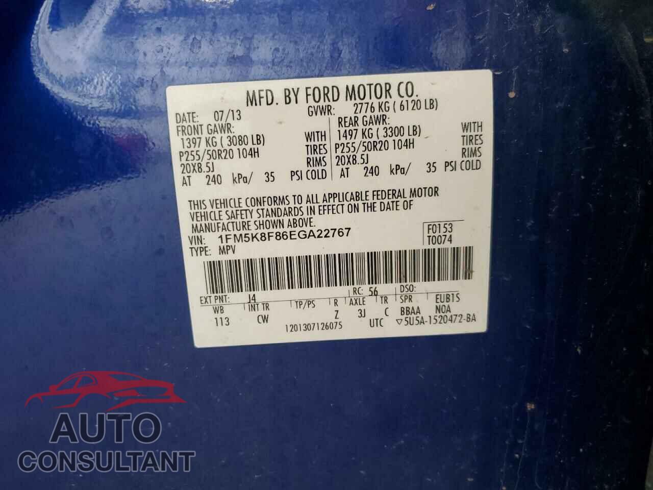 FORD EXPLORER 2014 - 1FM5K8F86EGA22767