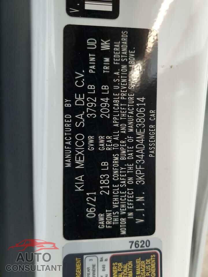 KIA FORTE 2021 - 3KPF34AD4ME380614