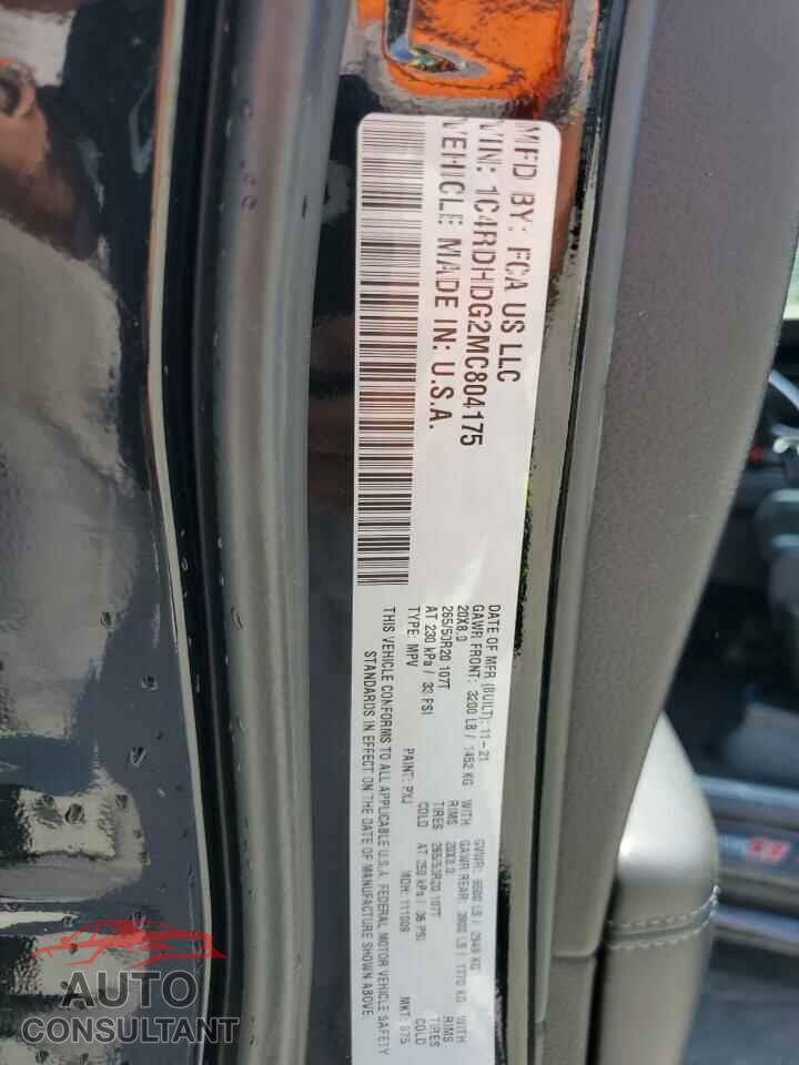 DODGE DURANGO 2021 - 1C4RDHDG2MC804175