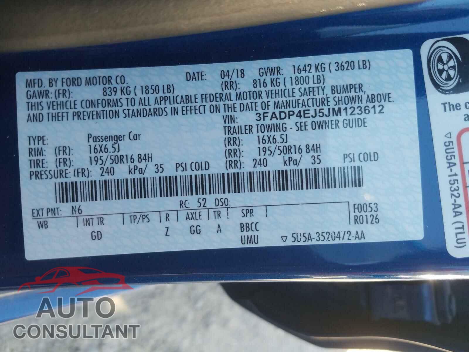 FORD FIESTA 2018 - 3FADP4EJ5JM123612
