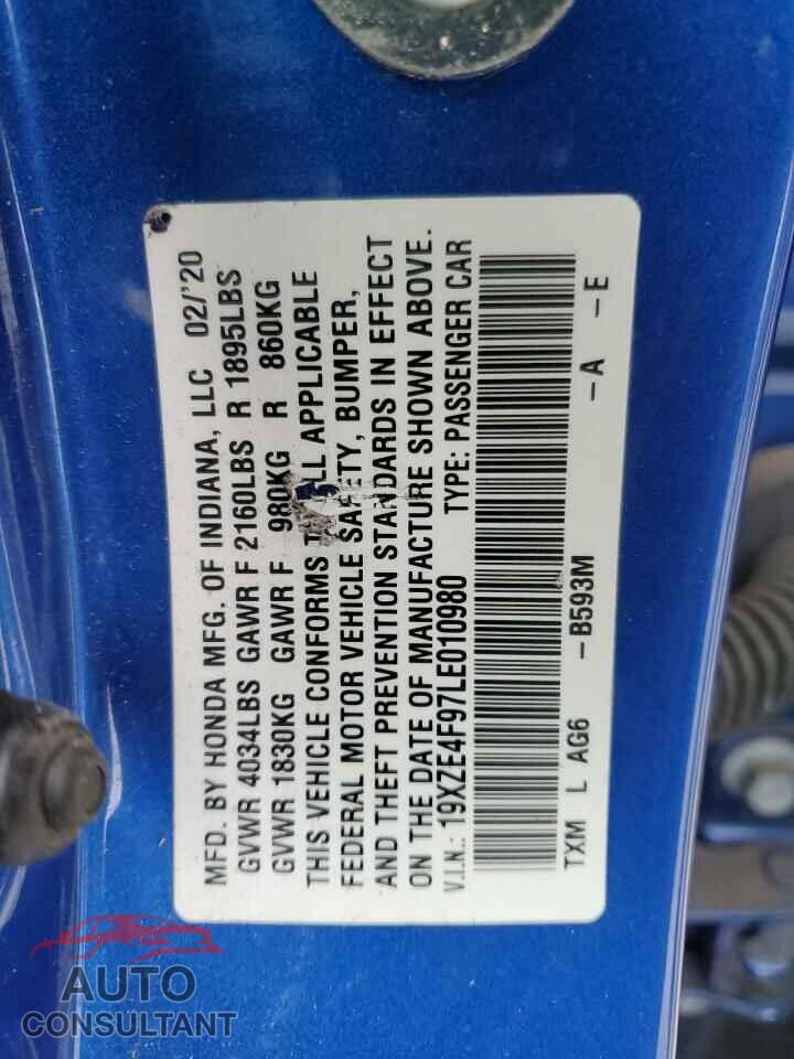 HONDA INSIGHT 2020 - 19XZE4F97LE010980