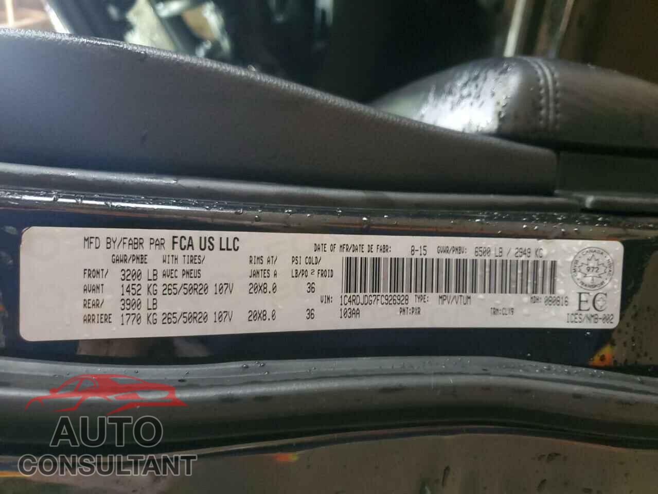 DODGE DURANGO 2015 - 1C4RDJDG7FC926928