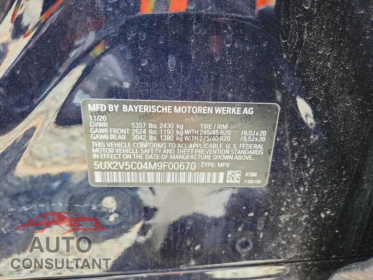 BMW X4 2021 - 5UX2V5C04M9F00670