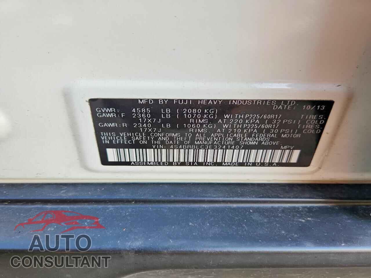 SUBARU OUTBACK 2014 - 4S4BRBLC3E3241407