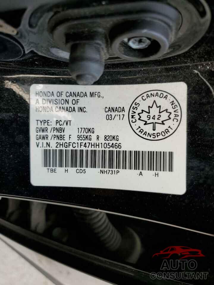 HONDA CIVIC 2017 - 2HGFC1F47HH105466
